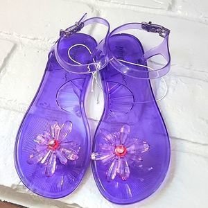 NEW BETSEY JOHNSON Women's Tabby Sandal PURPLE JELLY FLOWER